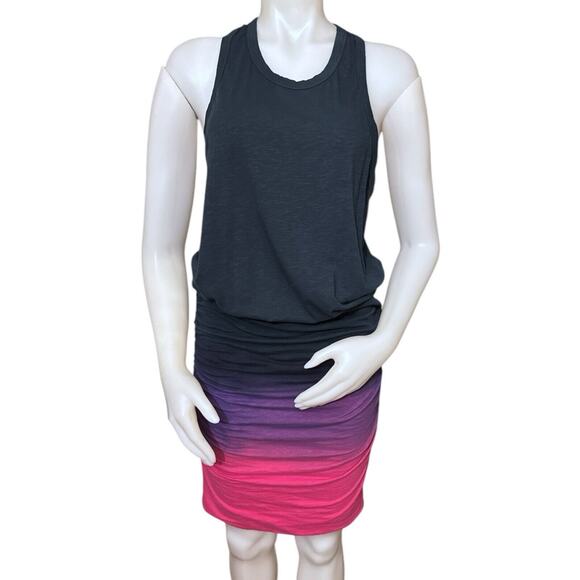 Anthropologie Sundry Gradient Navy/Pink Tie Dye Ombre Dress Size 3 Large - Picture 1 of 9